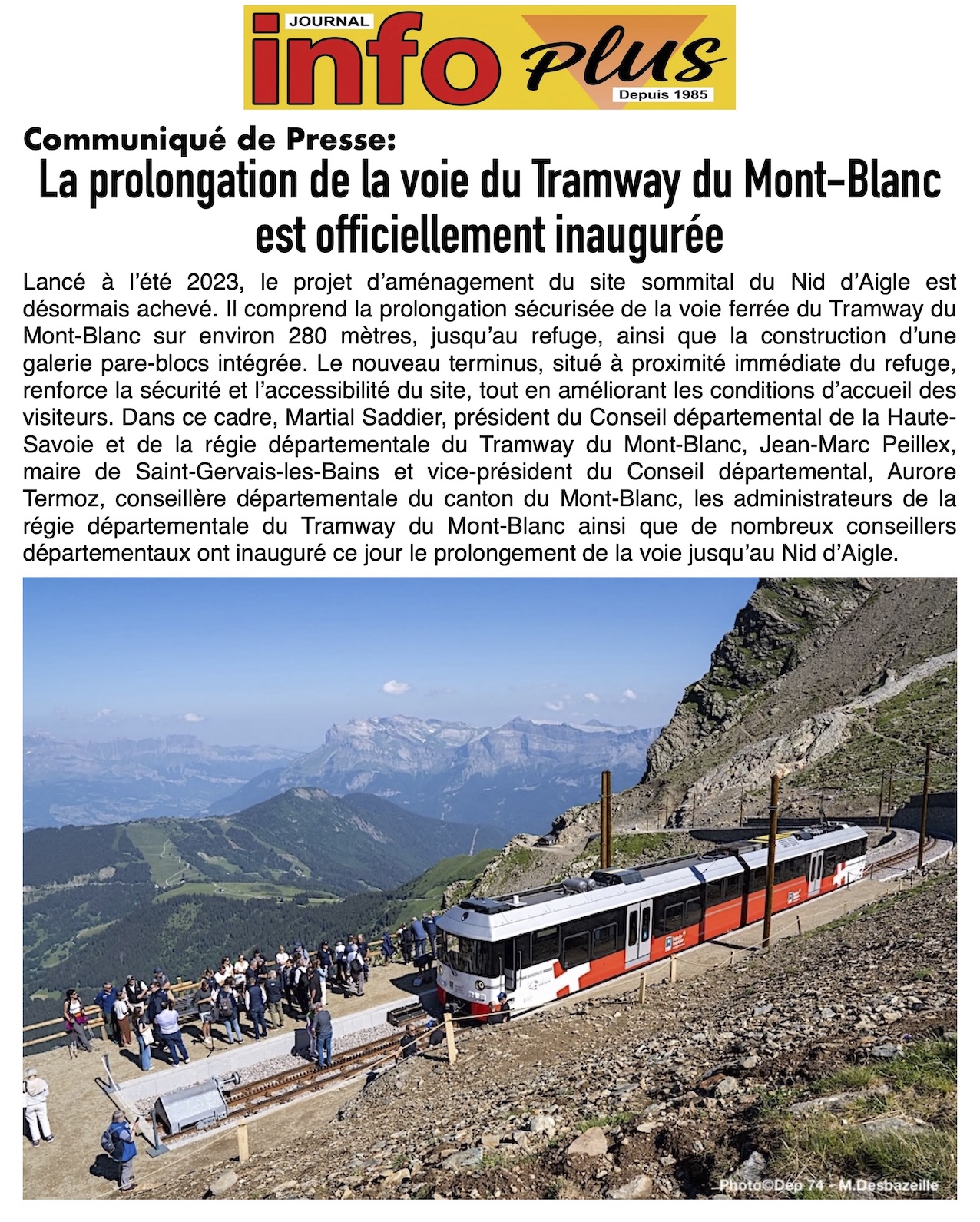 Le Tramway du Mont-Blanc de nouveau accessible jusqu'au Nid d'Aigle