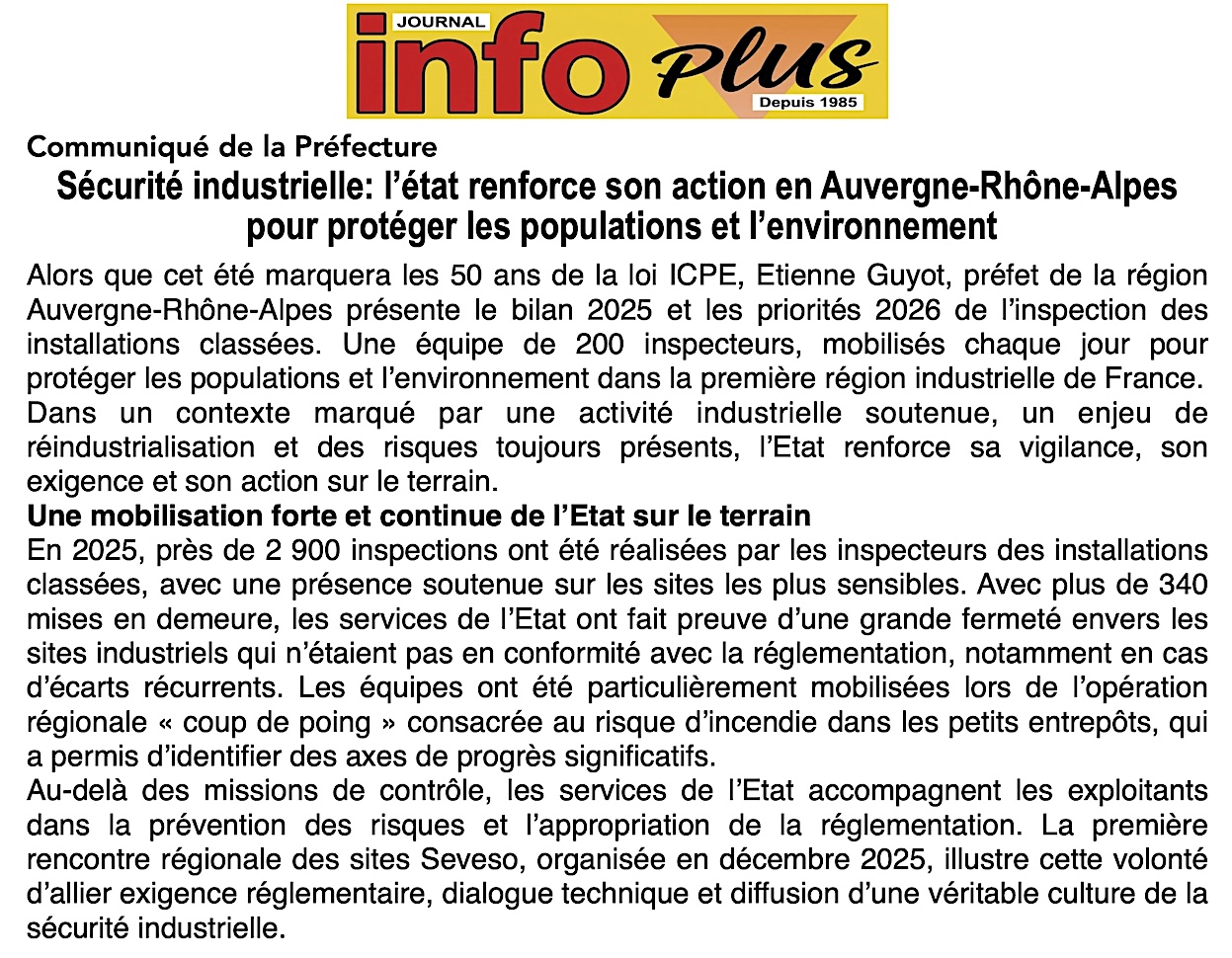 l'Etat renforce son action en Auvergne Rhône Alpes
