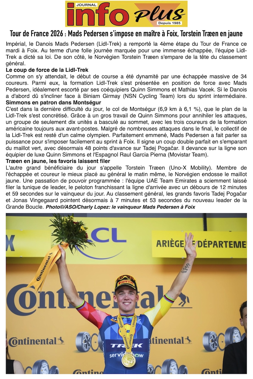 Tour de France: 4ème étape - Mads Pedersen vainqueur au sprint !