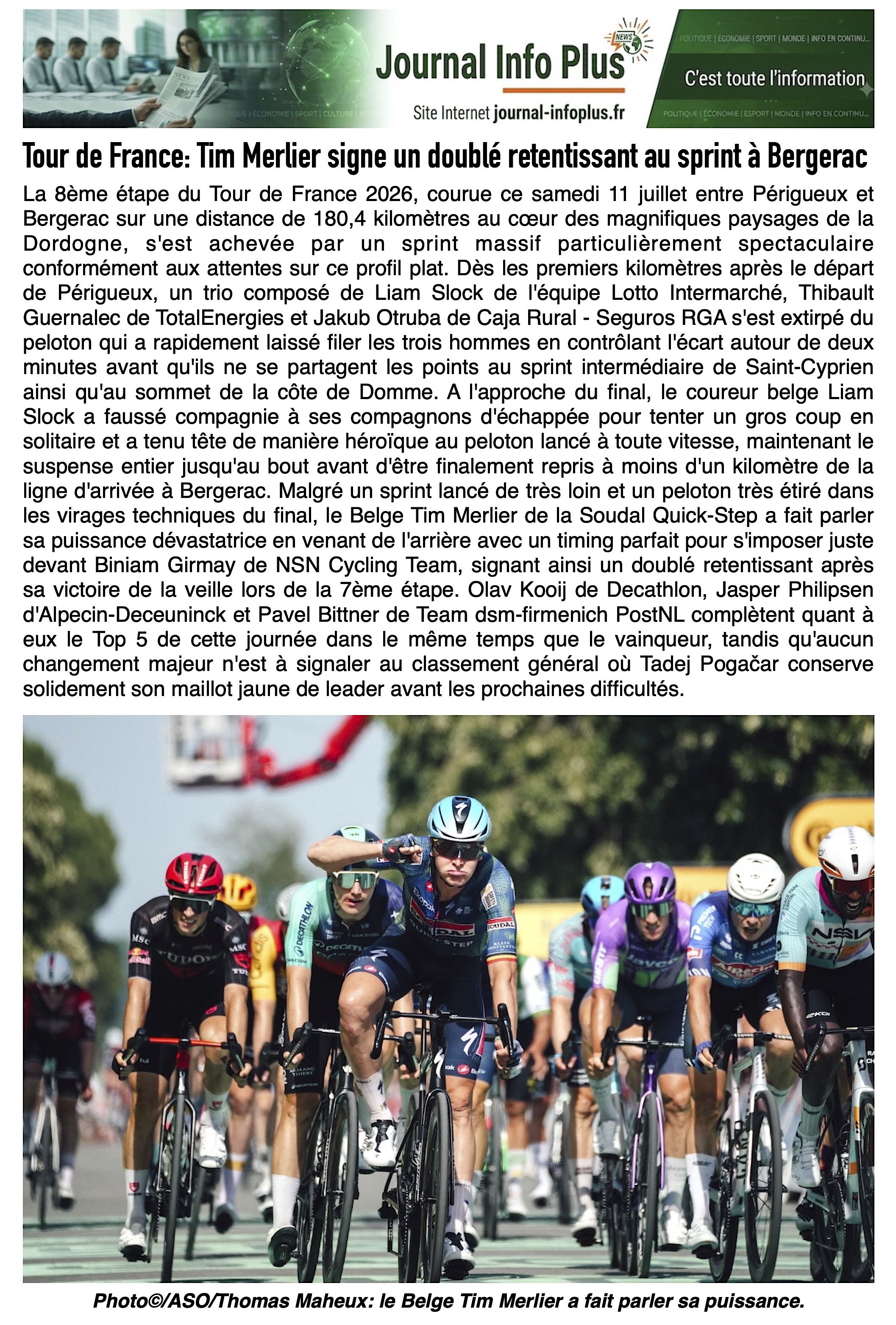 Tour de France: Tim Merlier signe un doublé !
