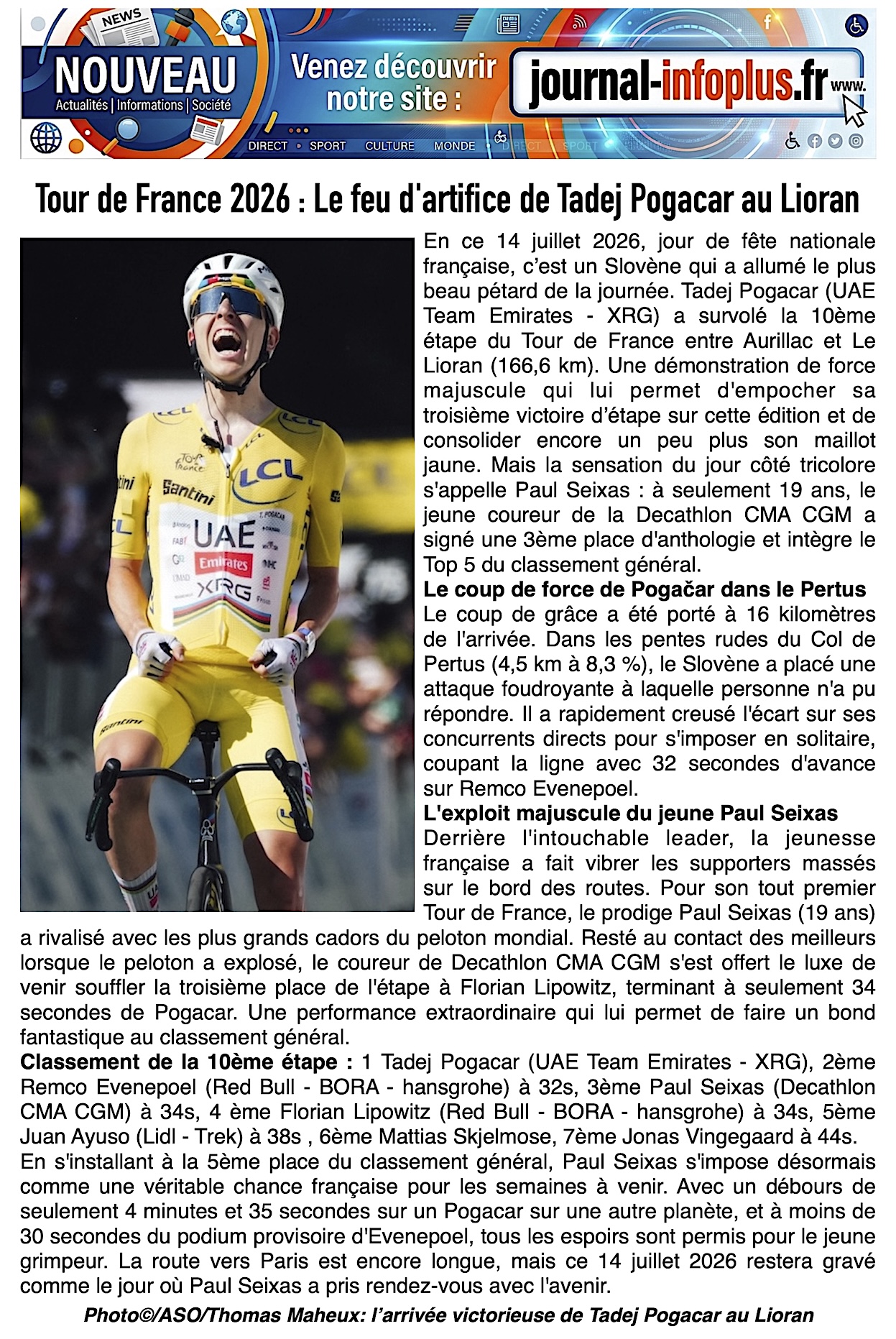 Tour de France: le feu d'artifice de Tadej Pogacar !
