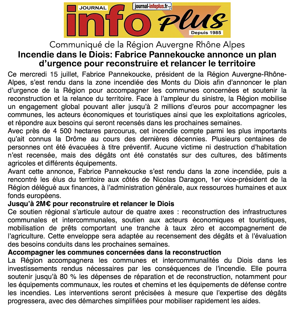 Région: un plan d'urgence !