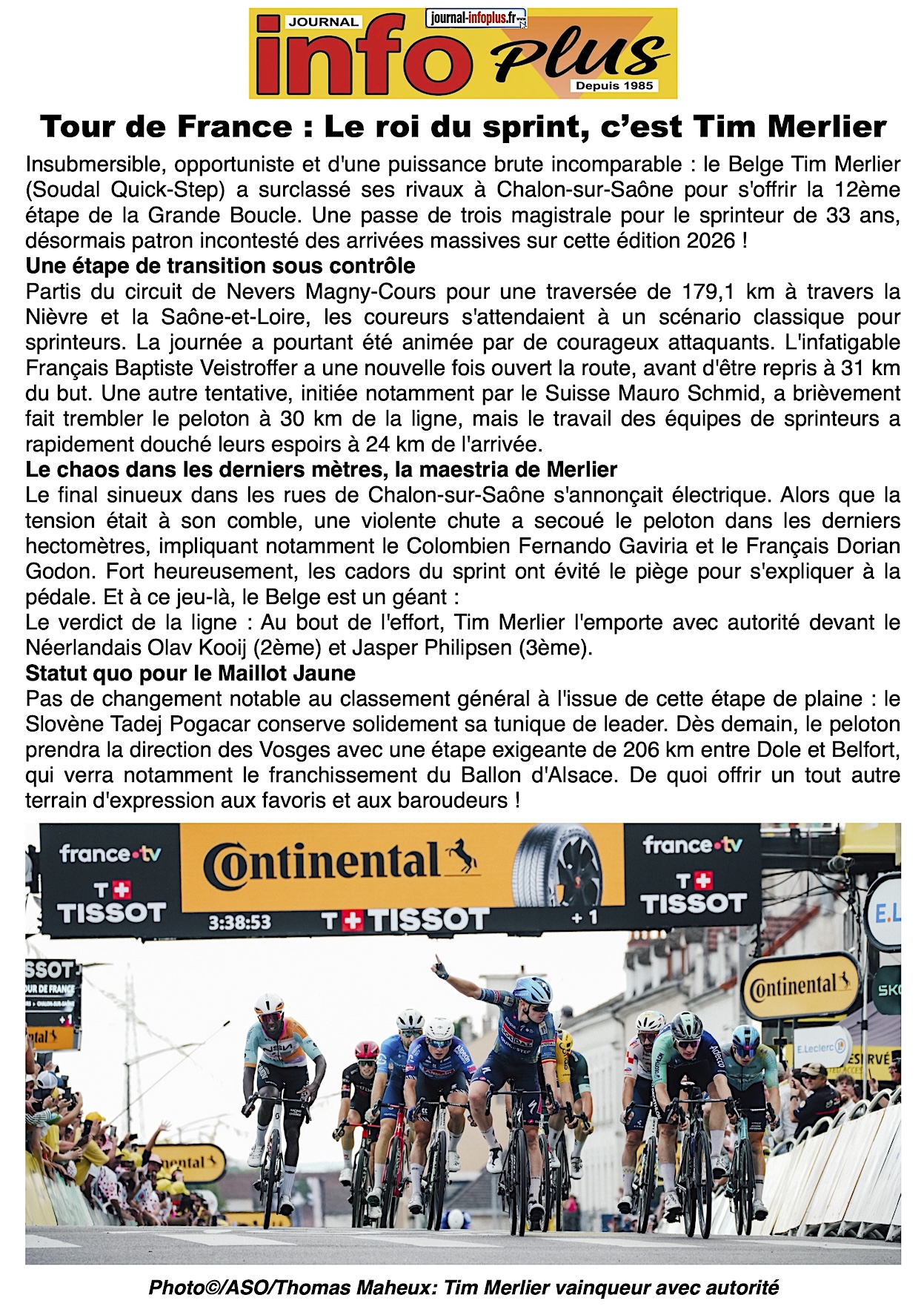 Tour de France: Tim Merlier roi du sprint !
