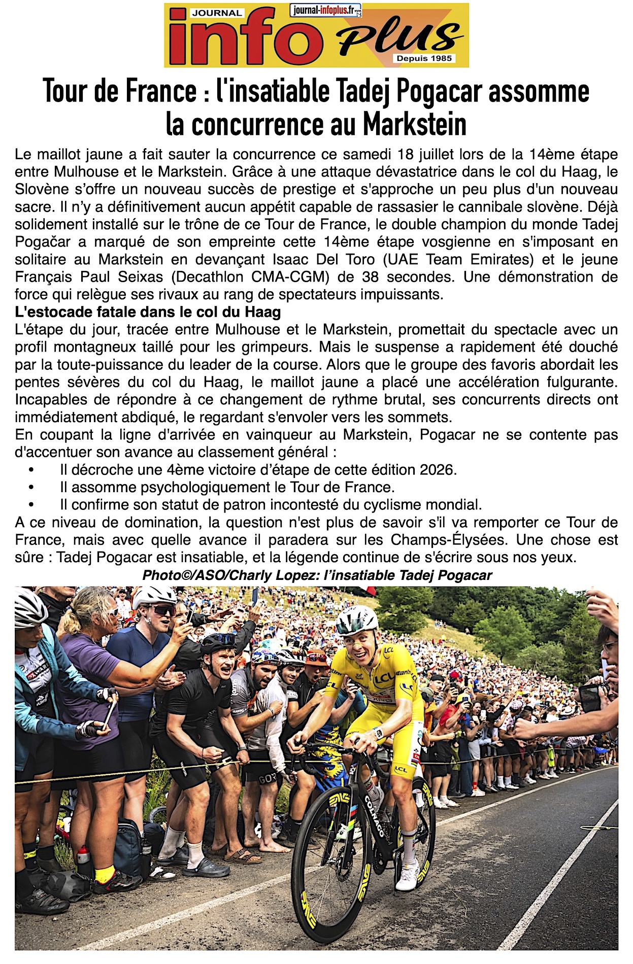 Tour de France: Tadej Pogacar assomme la concurrence !