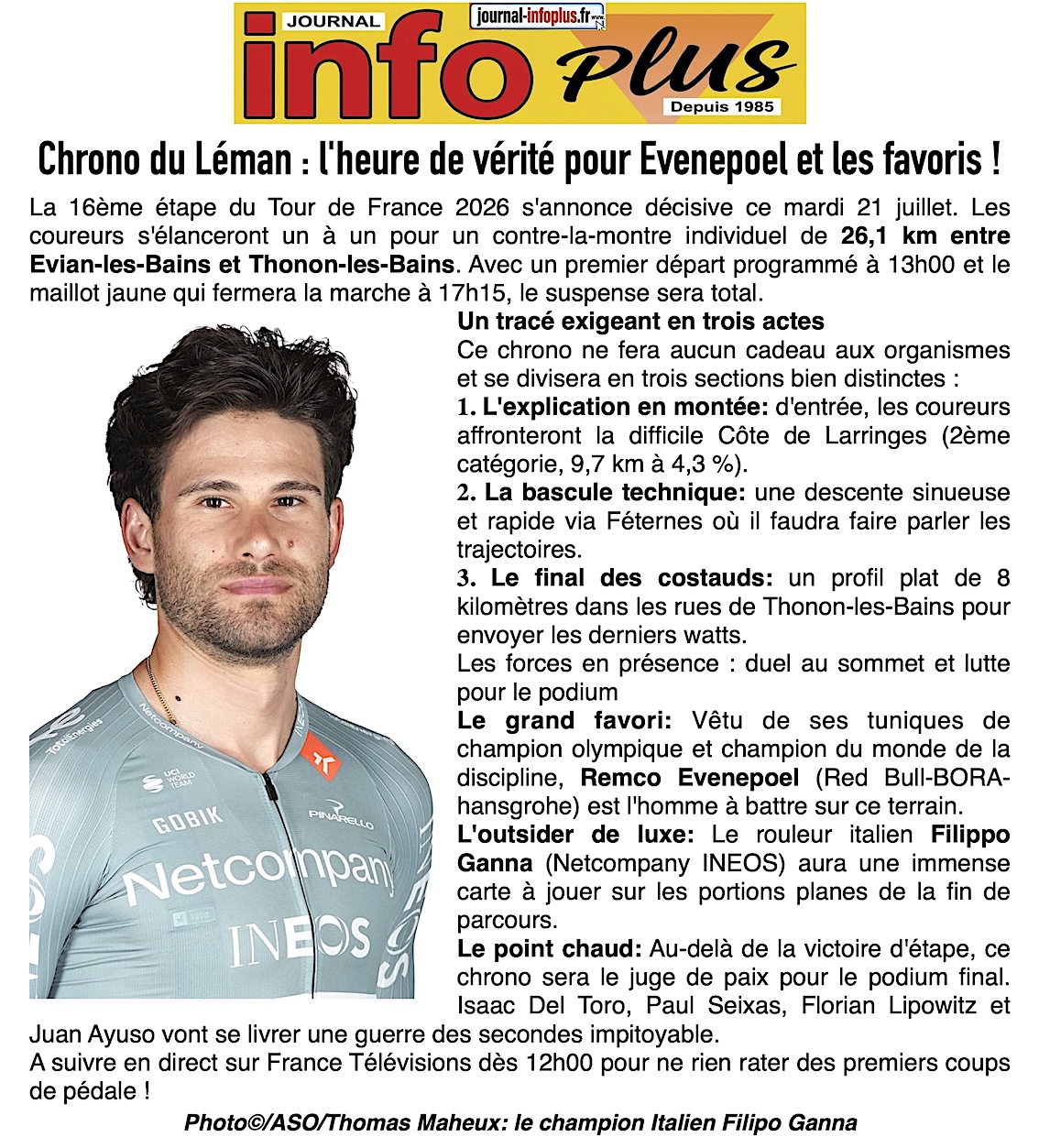 Tour de France: l'heure de vérité entre Evian et Thonon !
