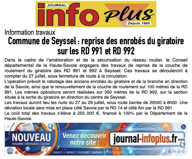 Seyssel: information travaux