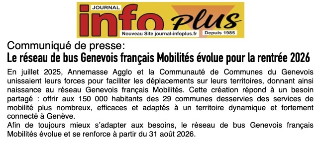 Communiqué de presse du Genevois français