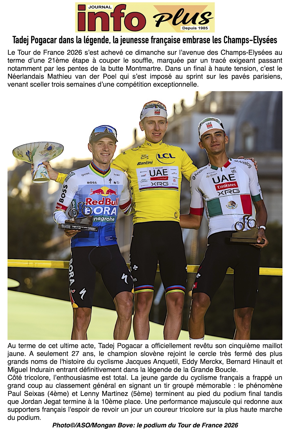 Tour de France: Tadej Pogačar dans la légende
