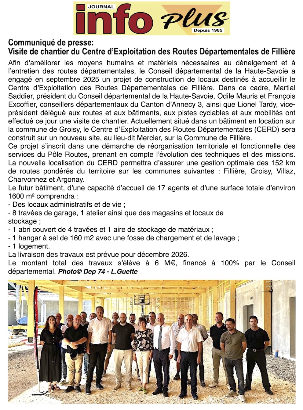 Département74: visite de chantier au Centre d'Exploitation des Routes