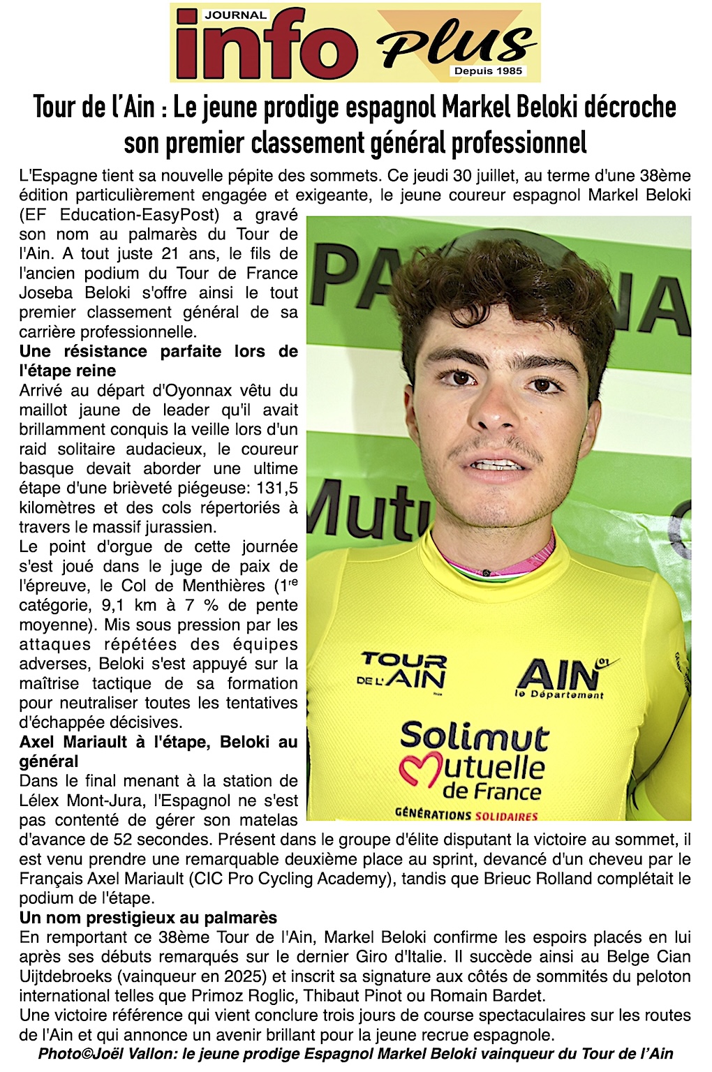Markel Beloki sacré roi du Tour de l'Ain à Lélex Mont-Jura !