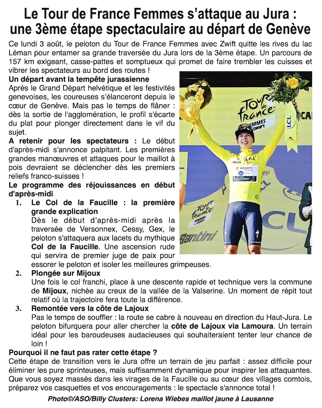 Cap sur le Jura : Le col de la Faucille au cœur d'une 3ème étape explosive !