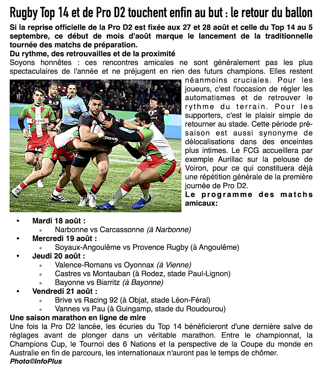Rugby : Le grand retour sur le pré avec le coup d'envoi des matchs amical