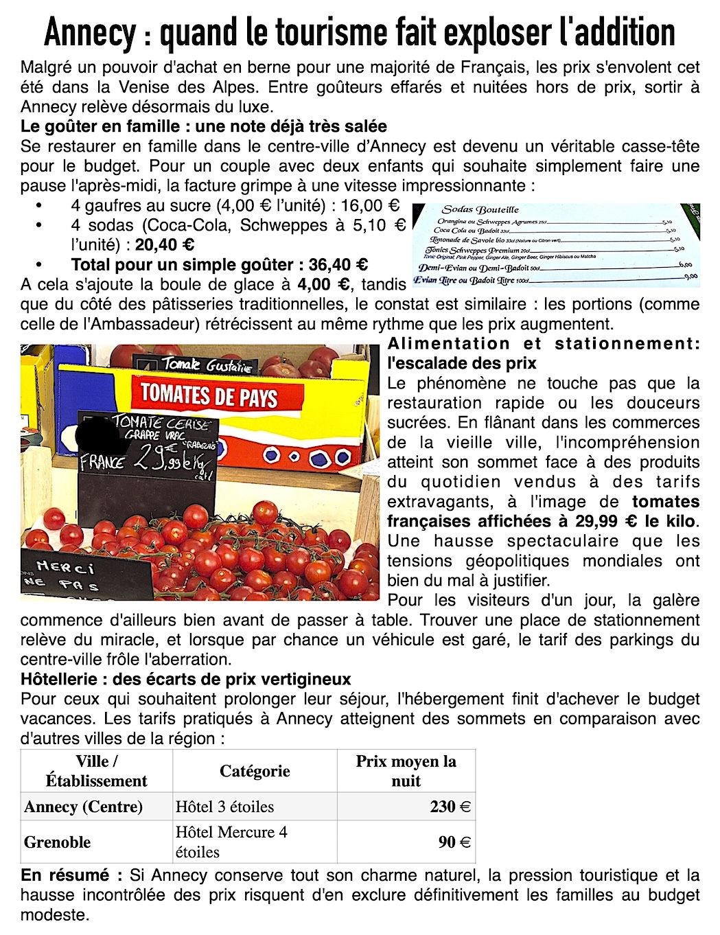 Vacances à Annecy : Le coup de bambou de l'été pour le budget des Français !