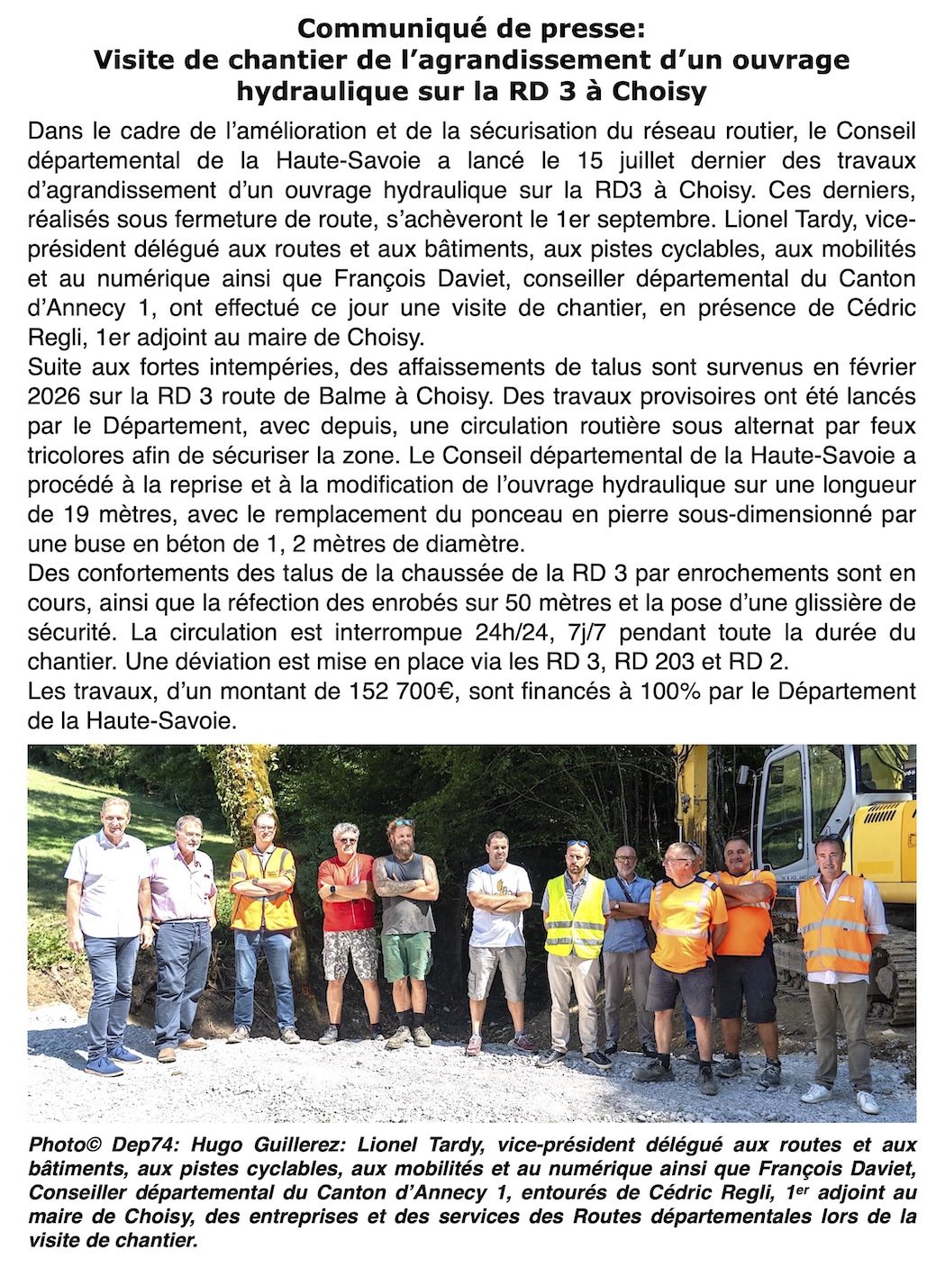 Travaux sur la RD 3 à Choisy : Fermeture totale de la route jusqu'au 1er septembre