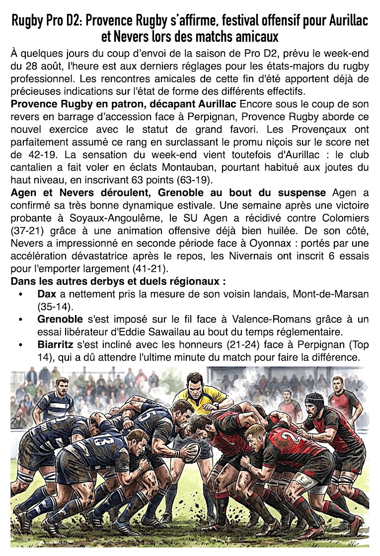 Pro D2 : Les favoris font la loi, cartons et suspense lors des matchs amicaux