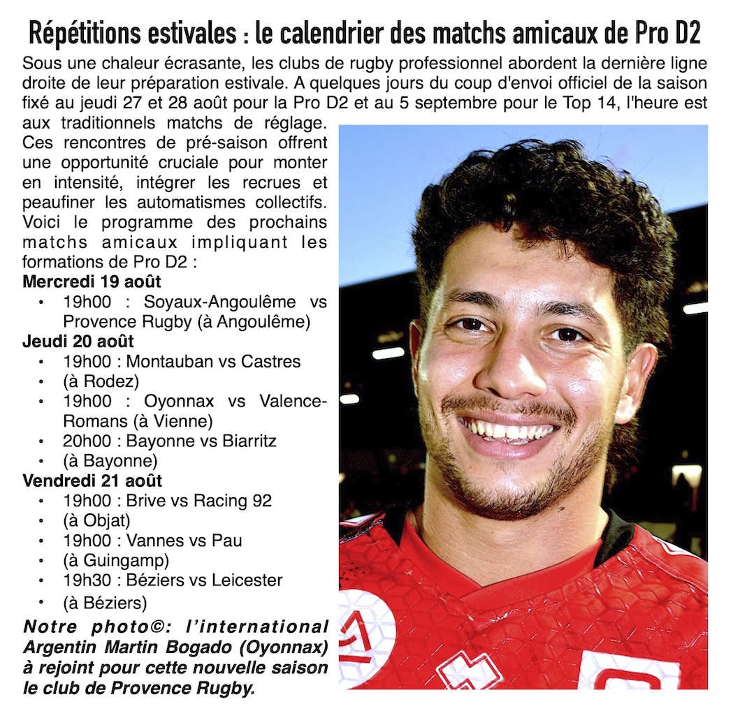 Pro D2 : Le calendrier choc des ultimes répétitions avant le grand coup d'envoi !