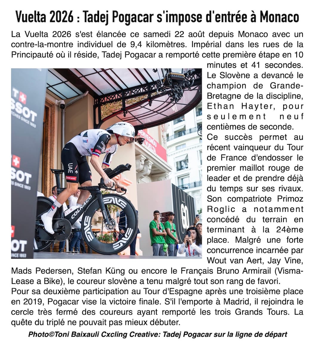 Vuelta 2026 : Pogacar s'impose d'un souffle devant Hayter lors de la première étape