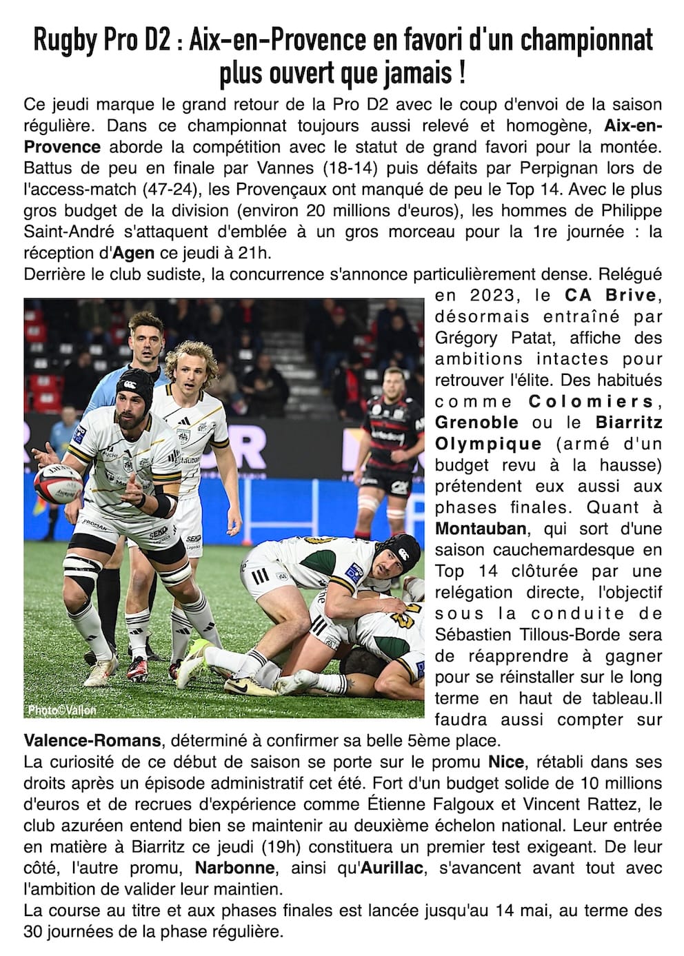 Coup d'envoi de la Pro D2 : Aix en grand favori, la bataille pour le Top 14 est lancée !