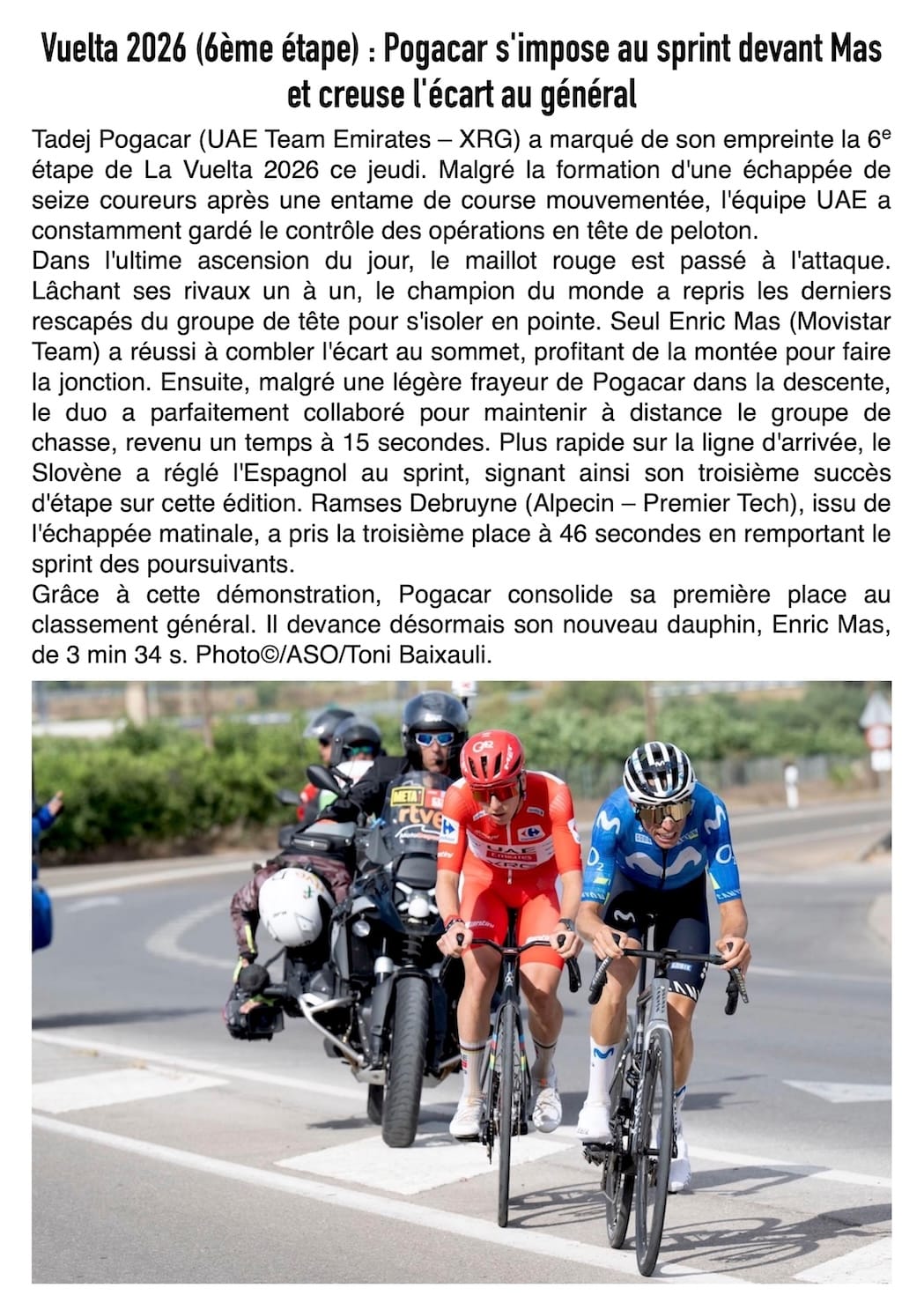 Vuelta 2026 : Pogačar irrésistible