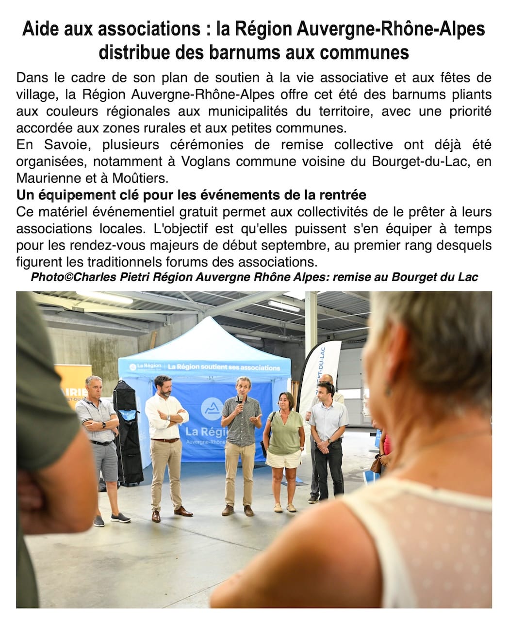 Des barnums gratuits pour booster les associations locales
