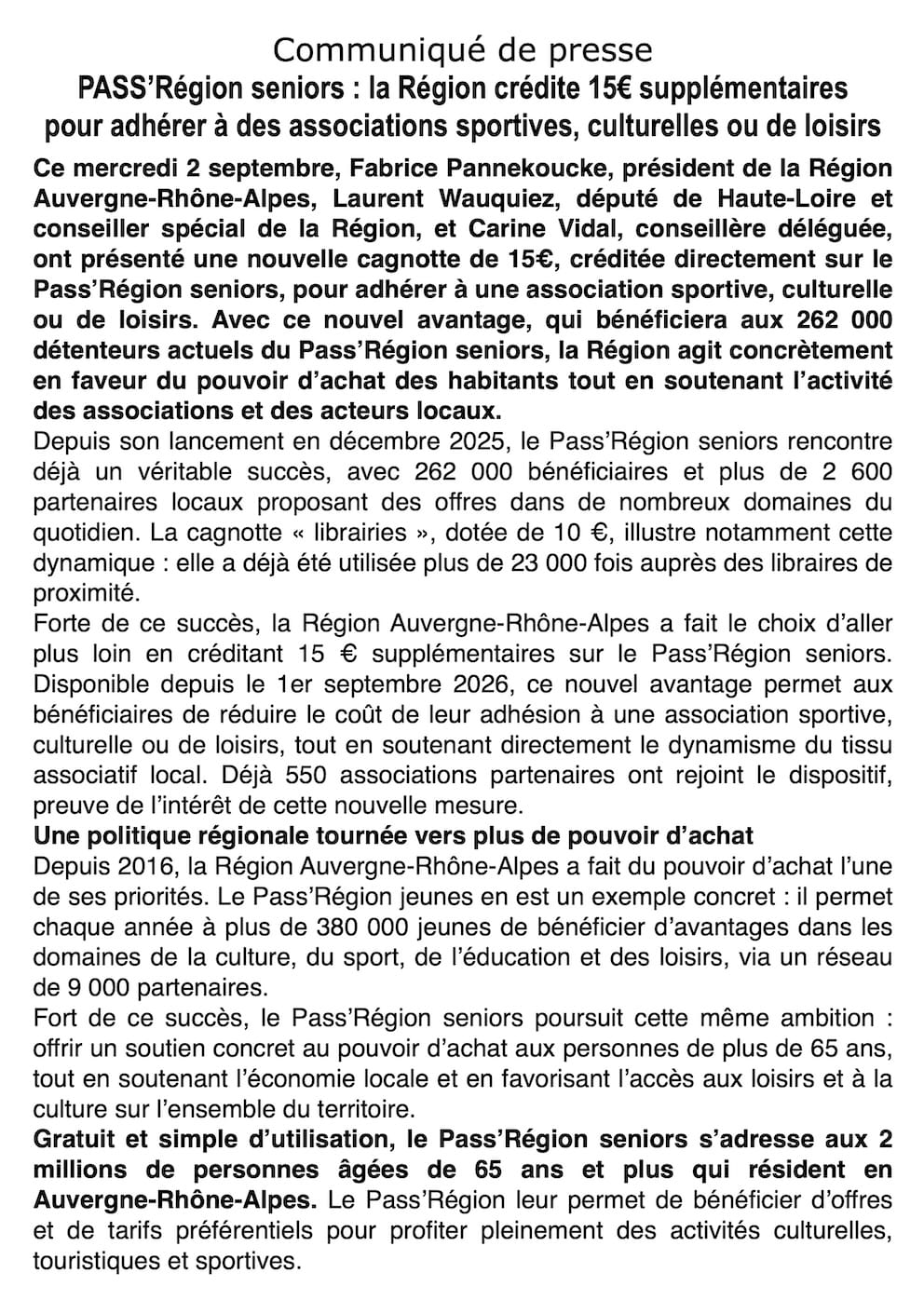 Pass’Région seniors : 15 € offerts pour vos activités sportives, culturelles et de loisirs !