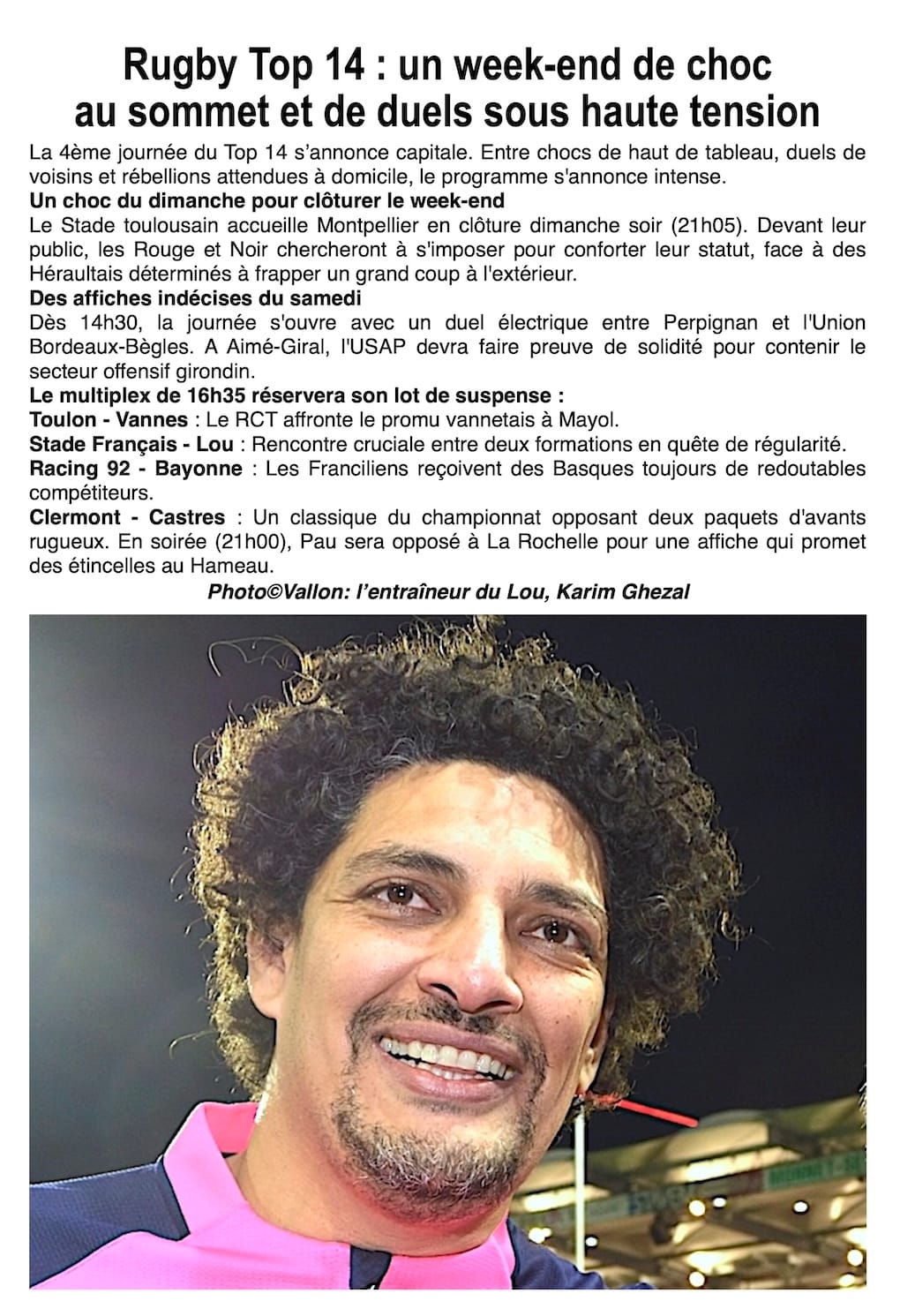 Rugby Top 14 : Une 4ème journée électrique entre chocs de titans et duels sous tension