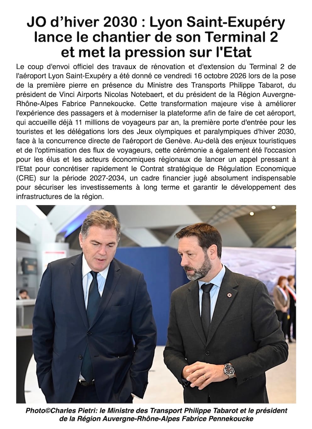 JO 2030 : Lyon Saint-Exupéry lance l'extension du Terminal 2 et interpelle l'État