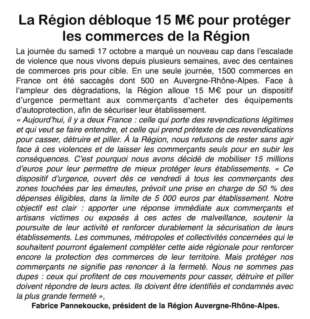 Commerces ciblés par les violences : la Région débloque 15 M€ d'aide d'urgence pour leur sécurité